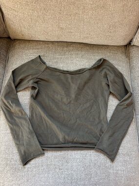 Brandy Melville Olive Green Long Sleeve off the shoulder Top